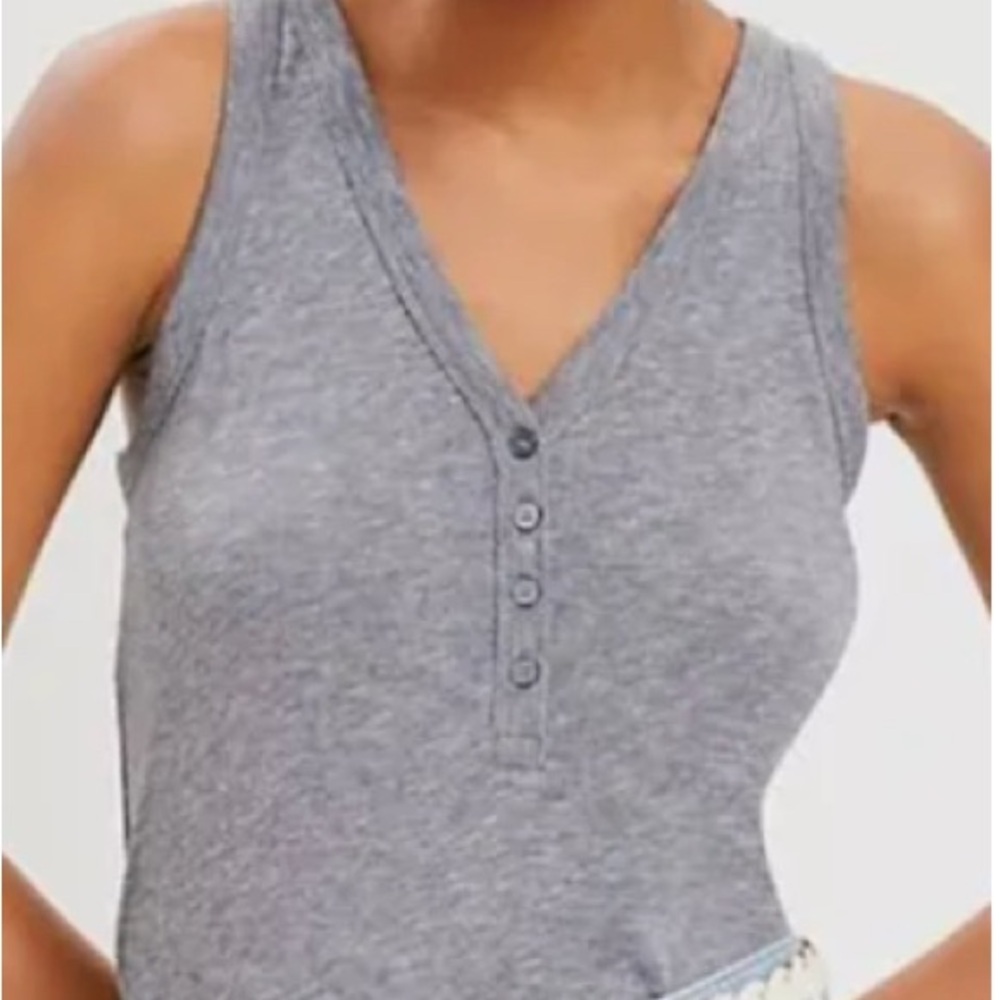 LOFT grey Henley tank